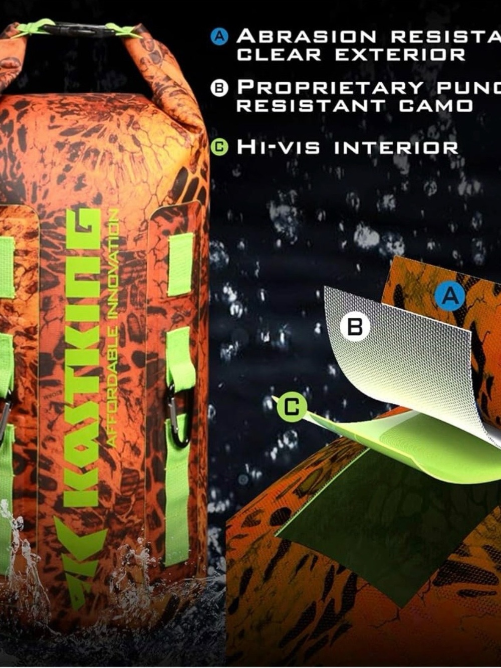 KastKing Dry Bags, 100% Waterproof Storage Bag, Military grade construction